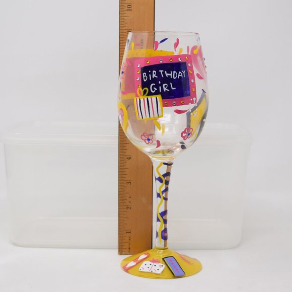 Lolita Birthday Girl Artisan Hand Painted Wine Glass Happy Colorful Party Gift - Picture 12 of 12